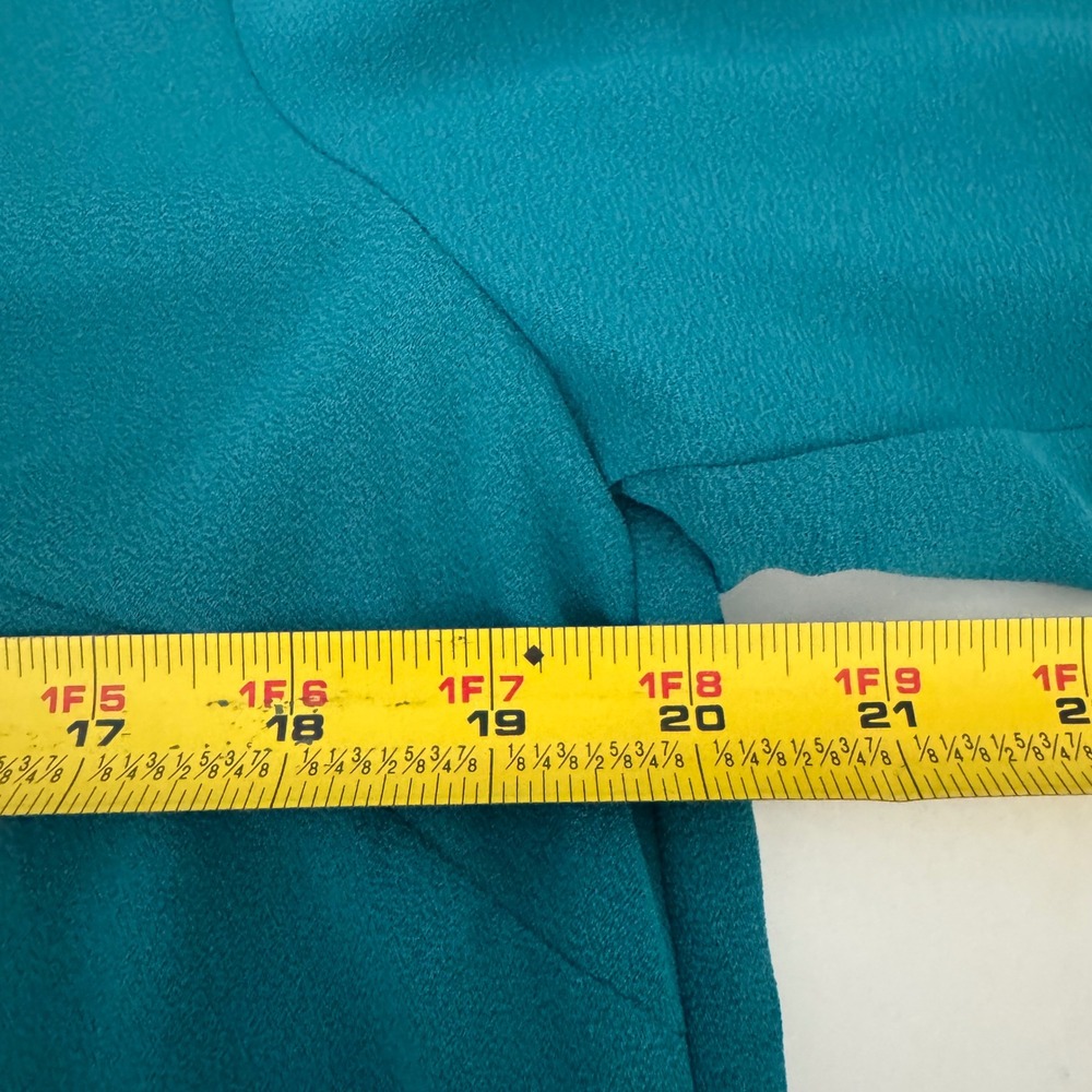 J. Jill Button Down Women S Teal Pleated Back Long Sleeve Tunic Blouse - Picture 6 of 7